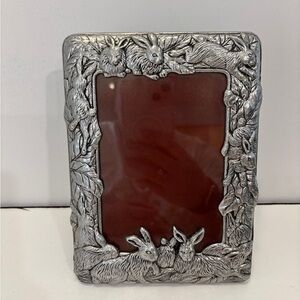Vintage 1987 Arthur Court Silvertone Metal Bunny Rabbit Picture Frame 5x7